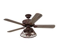 Westinghouse Lighting 7220540 Ventilateur de Plafond D’Intérieur Barnett de 122 cm en Bois Nu, Kit D‘Éclairage LED à Variateur avec Abat-Jour Cage, Télécommande Incluse