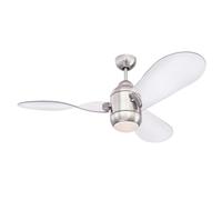 Westinghouse Lighting 7225840 Josef, Ventilateur de Plafond avec Lampe intégrée 40 W, Nickel brossé, 122 cm