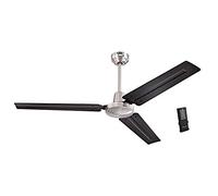 Westinghouse Lighting 7238300 Jax Ventilateur de plafond de style industriel moderne avec télécommande, 142 cm, finition nickel brossé, noir et noir