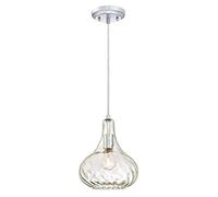 Westinghouse Lighting Design Suspension chromée - Verre transparent élégant martelé Ø 23 cm, hauteur réglable jusqu'à 159 cm, idéal pour le salon et la cuisine, plafonnier moderne, culot E27