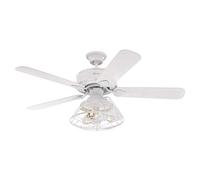 Westinghouse Lighting Ventilateur de plafond d’intérieur Barnett de 122 cm en blanc, kit d‘éclairage LED à variateur avec abat-jour cage, télécommande incluse 7220940