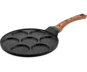 Westinghouse Pancake Pan Induction - 26cm Crepe Maker - 7 Hole Pancake Pan - Omelette Pan - Egg Pan - Black Marble Special Edition