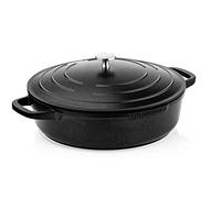 Westinghouse PERFORMANCE SERIES Sauteuse avec couvercle, 28 cm, pour induction et tous types de feux, poêle revêtue avec poignée, bord haut, passe au four et au lave-vaisselle, noire