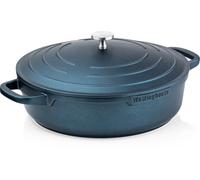 Westinghouse PERFORMANCE SERIES Sauteuse avec couvercle, 32 cm, pour induction et tous types de feux, poêle revêtue avec poignée, bord haut, passe au four et au lave-vaisselle, bleue