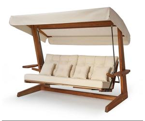 Westmann Balançoire hollywoodienne en bois d'iroko Luna 2600 Beige 139x260x195 cm