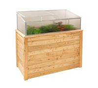 WESTMANN Jardinière surélevée avec serre froide classique Plus 130 - Bois de mélèze certifié FSC - Cadre en aluminium - Naturel/argenté - 130 x 65 x 100 cm