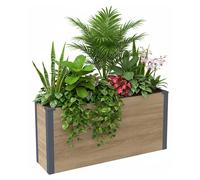 Westmann Metall Bac à plantes Talus L Bac à plantes rectangulaire aspect bois 100x25x52cm