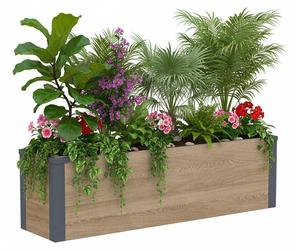 Westmann Metall Bac à plantes Talus M Bac à plantes rectangulaire aspect bois 100x25x27cm
