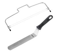 Westmark 1 diviseur de base pour gâteaux avec 2 fils de coupe dentelés + 1 palette à angles, 39.5 cm, acier inoxydable, longueur : 32 cm, Simplex Duo, argent/noir, 716022E9