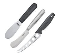 Westmark 135922E6 Lot de 3 couteaux à fromage/beurre/petit-déjeuner, acier inoxydable/plastique, argent/noir, 135922E6