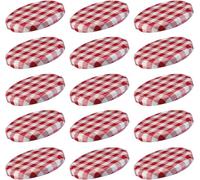 Westmark 15 Couvercles à visser /Twist-Off pour Bocaux de Conservation, Rond, ø 82 mm, en Fer blanc, Rouge-blanc, Quadrillé, 409522E3