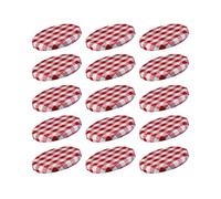 Westmark 15 Couvercles à visser Twist-Off pour Bocaux de Conversation, Rond, ø 58 mm, en Fer blanc, Rouge-blanc, Quadrillé, 409822E3