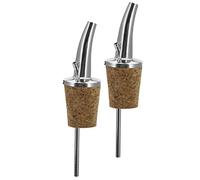 Westmark 2 Becs Verseurs pour Spiritueux/Huile pour Bouteilles, Extra court, avec Tube d'air, Métal/laiton, sans Nickel, Bouchon en liège, Classic Gastro, Argenté, 43702280