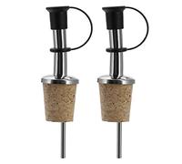 Westmark 2 Becs Verseurs pour Spiritueux/Huile/Vinaigre pour Bouteilles, avec bouchon à Clapet, avec Tube d'air, Métal/Inox, Bouchon naturel, Inox Standard, Argenté, 45302280