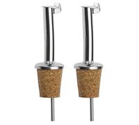 Westmark 2 Becs Verseurs pour Spiritueux/Huile/Vinaigre pour Bouteilles, avec Clapet, avec Tube d'air, Métal/Inox, Bouchon en liège, Inox Standard, Argenté, 45502280