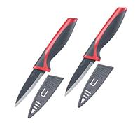 Westmark 2 Couteaux à éplucher/légumes, Longueur de Lame : 8 cm, chacun avec protège-Lame, Acier Inoxydable/Plastique, Anthracite/Rouge, 145222E3
