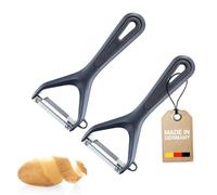 Westmark 2 Éplucheurs de Légumes et d'Asperges avec Cutter Gentle - pour Éplucher les Fruits et Légumes, lame en Acier Inoxydable, avec Protection de lame - Noir, 280222E3