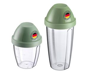 Westmark 2 gobelets/shakers pour mélanger et agiter - Avec disque mélangeur amovible, Capacité 1x 0,5 l et 1x 0,25 l, plastique, sans BPA - Transparent/Vert menthe, 309022E6