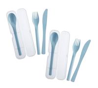 Westmark 2 sets de couverts, 3 pièces - couteau, fourchette et cuillère à soupe dans une boîte à emporter, idéal pour le camping, les festivals et les pique-niques - sans BPA, bleu