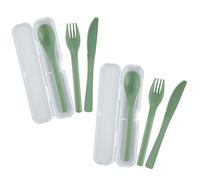 Westmark 2 sets de couverts, 3 pièces de chaque - couteau, fourchette et cuillère à soupe dans une boîte à emporter, idéal pour le camping, les pique-niques, etc. - sans BPA, vert menthe