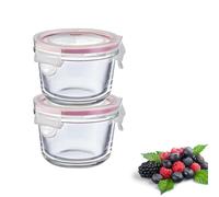 Westmark 233122E3 Lot de 2 boîtes de conservation rondes en verre avec couvercle à clip - Capacité : 150 ml chacune - Passe au congélateur - Passe au micro-ondes et au four - Verre/silicone/plastique