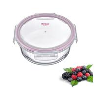 Westmark 233422E1 Boîte de conservation ronde en verre 950 ml Passe au micro-ondes et au four Verre silicone plastique Transparent Rouge