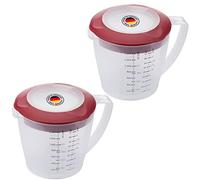 Westmark 2X Gobelet Mélangeur/Doseur avec Protection Contre Les éclaboussures, Couvercle et Bec Verseur, en Plastique, Capacité: 1,4 Litre, Helena, Transparent/Rouge, 310522ER