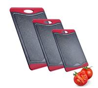 Westmark 3 Planches à Découper, 3 Tailles, avec Rainure à jus, Antidérapantes et protégeant les lames des Couteaux, Aspect granit, Plastique, Anthracite/Rouge, 621722E6