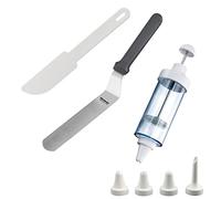 Westmark 311522E6 Set de pâtisserie 3 pièces 1 seringue à glaçage avec 5 buses, 1 palette d'angle, 1 distributeur de gâteaux, plastique/acier inoxydable, transparent/noir/blanc