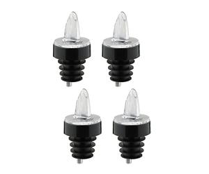 Westmark 4 Becs Verseurs à Spiritueux pour Bouteilles, Doseur avec Tube d'air, avec Anneau décoratif, Bouchon plastique, Jet-Pour, Transparent/noir, 4122248G