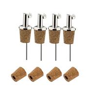 Westmark 4 Becs Verseurs pour Spiritueux/Huile + 4 Bouchons de Rechange, avec Clapet, avec Tube d'air, court, Métal/Inox, Bouchon en liège, Inox Gastro, Argenté, 457022E3
