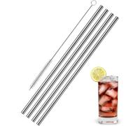 Westmark 4 Pailles en Acier Inoxydable, Droites, 1 Brosse de Nettoyage Incl., Longueur: 21,5 cm, ø 0,6 cm, Acier Inoxydable, Argenté, 62722260