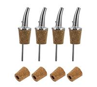 Westmark 437022E3 Classic Gastro Lot de 4 becs verseurs d'huile et 4 bouchons de rechange, extra courts, en métal/laiton, sans nickel, bouchon naturel, argenté