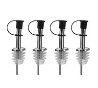 Westmark 453322E3 Lot de 4 verseurs à spiritueux et d'huile pour bouteilles, avec bouchons à boucle, avec tubes à air, métal/acier inoxydable, bouchon en silicone, acier inoxydable, argent, 453322E3