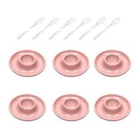 Westmark 6 Coquetiers, ronds, 10 cm plus 6 Cuillères à oeufs 14,5cm, Plastique de haute qualité, Punto, rose, 206222E9