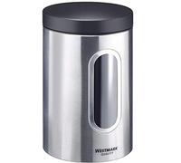Westmark 62382260 Boîte de Conservation Ronde avec fenêtre en Acier Inoxydable Argenté/Noir 2,3 l