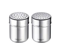 Westmark Lot de 2 pots à épices grossiers et fins avec couvercle fraîcheur - Volume : environ 80-100 g - Plastique/acier inoxydable - Gros, argenté/transparent - 695222E6