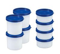 Westmark 8 Pots/Boîtes à Herbes/Congélation, Couvercle inclus, Capacité : 4x100ml et 4x200ml, Empilable, Plastique, Trio, Couleur : Transparent/Bleu, 258422E6