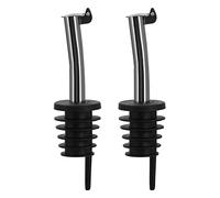 Westmark Becs verseurs Inox Eco-Pour - lot de 2, avec clapet | Pour spiritueux, goulots 21-22,5 mm, aussi pour vinaigre, débit lent, passe au lave-vaisselle, noir/chromé, 45572280