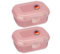 Westmark Boîte à tartines/snacks Maxi - lot de 2, 935 ml chacune, clipsable | Petit-déjeuner et snacks à emporter, charnière souple, tartines non écrasées, sans BPA, hauteur env. 7,4 cm, rose, 235222EP