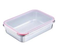 Westmark Boîte de conservation - Idéale pour emporter vos aliments ou pour le meal prep. Compatible micro-ondes, four et lave-vaisselle. Carrée - Acier inoxydable 18/8 - 2,5 L
