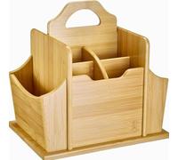 Westmark Butler Tapas + Friends - Organiseur de table pratique avec 7 compartiments, panier pour couverts et serviettes, porte-ustensiles pour table à manger et fête - Bambou