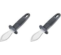 Westmark Couteau à Huîtres, lame polie et forgée des deux côtés, longueur totale : 19,7 cm, acier inoxydable/plastique, argenté/noir, 66152270 (Lot de 2)