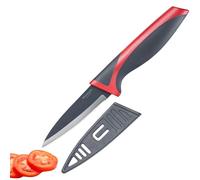 Westmark Couteau à Peler Droit, Longueur de la lame: 8cm, Protège-Lame, Acier Inoxydable/Plastique, Gris/Rouge, 14522280