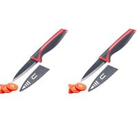 Westmark Couteau à Peler Droit, Longueur de la lame: 8cm, Protège-Lame, Acier Inoxydable/Plastique, Gris/Rouge, 14522280 (Lot de 2)