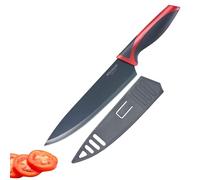 Westmark Couteau de Chef, Cuisine, Lame Large 20cm, Protège-Lame, Acier Inoxydable/Plastique, Gris/Rouge, 14542280