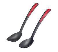 Westmark Cuillère à légumes et à poêle Gallant - 2 pièces, graduée 15-40 ml | Cuillère extra creuse et bord racleur, pour ustensiles antiadhésifs, jusqu'à 210 °C, Made in Germany, noir/rouge, 296122E6