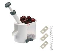 Westmark Dénoyauteur à Cerises avec Goulotte et Caissette à Noyaux, inclus Kit de 4 Pièces d'usure/rechange, Plastique/acier inoxydable, Blanc/anthracite, 403022E6