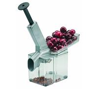 Westmark Dénoyauteur à Cerises/destonateur avec Goulotte inclinée et grande Boîte à Noyaux, Plastique/Acier Inoxydable/Aluminium, Kirschomat, Argenté/noir/transparent, 40702260