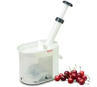 Westmark Dénoyauteur de cerises Kirschentkerner – goulotte et réservoir, 22 cm, blanc/anthracite